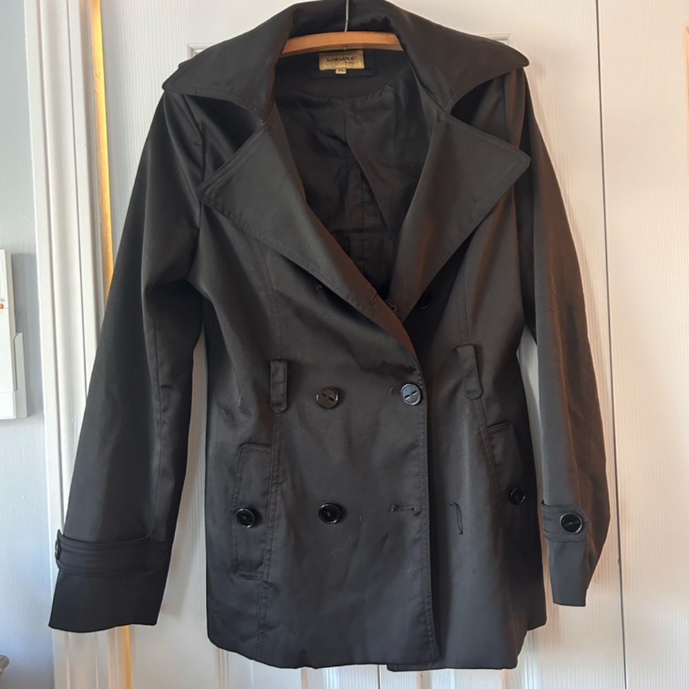 Loriana by Osley Black Trench Coat Women's Size 42 - Picture 1 of 6